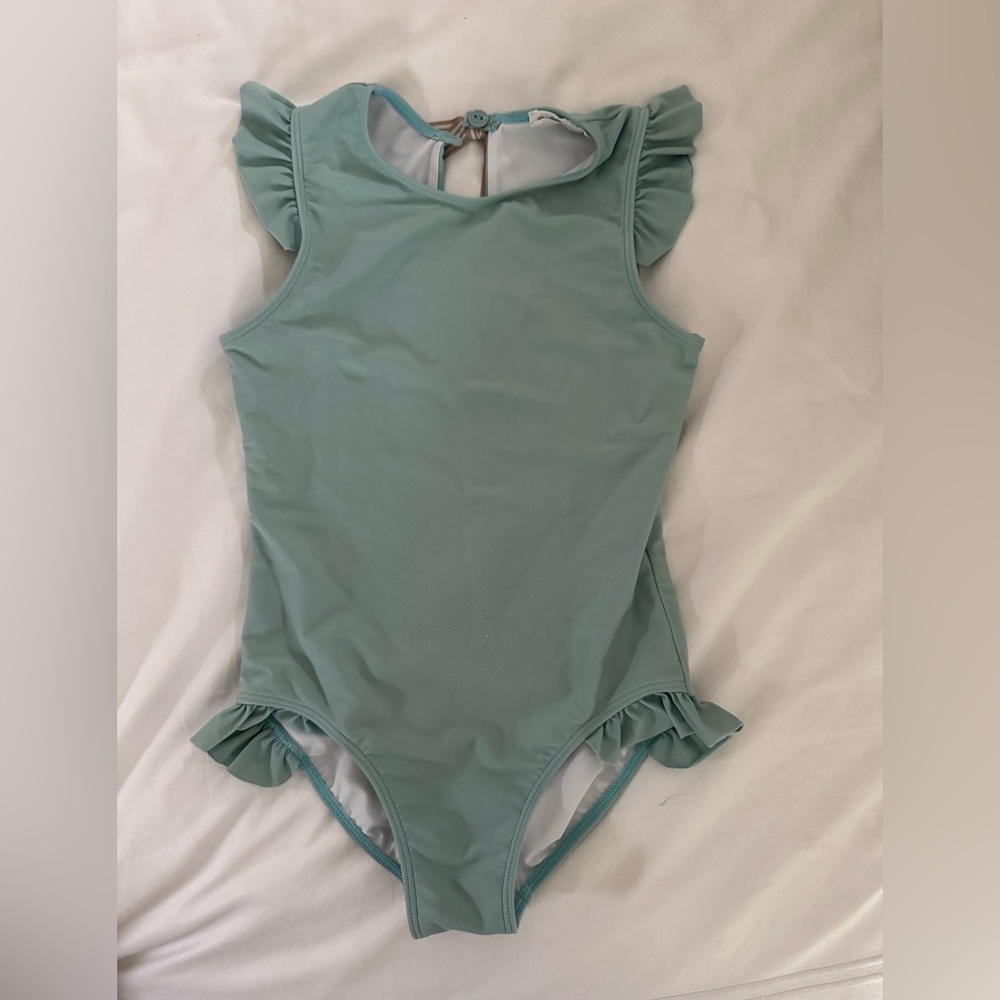 Minnow - Ruffled aqua one piece Swimsuit